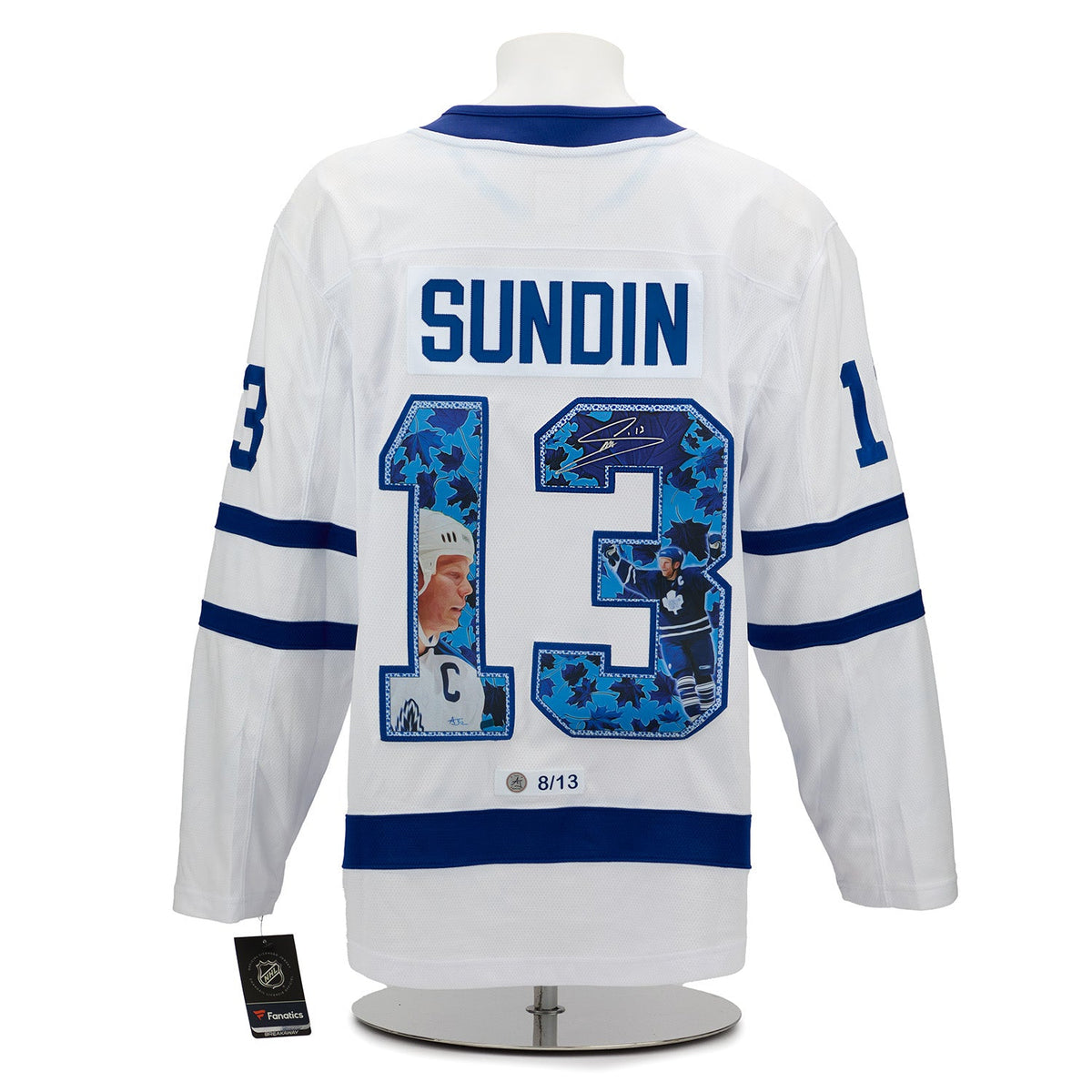 Mats Sundin Signed Toronto Maple Leafs Player Profile Art Jersey #8/13 product image 1, provided for visual reference and