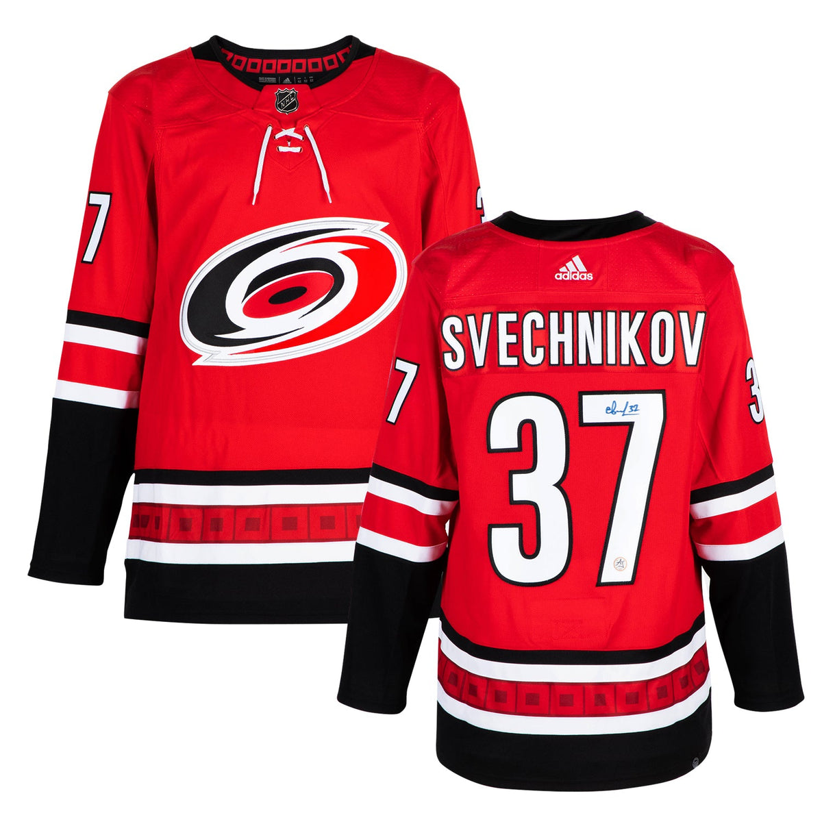 Andrei Svechnikov Autographed Carolina Hurricanes Red adidas Jersey product image 3, provided for visual reference and