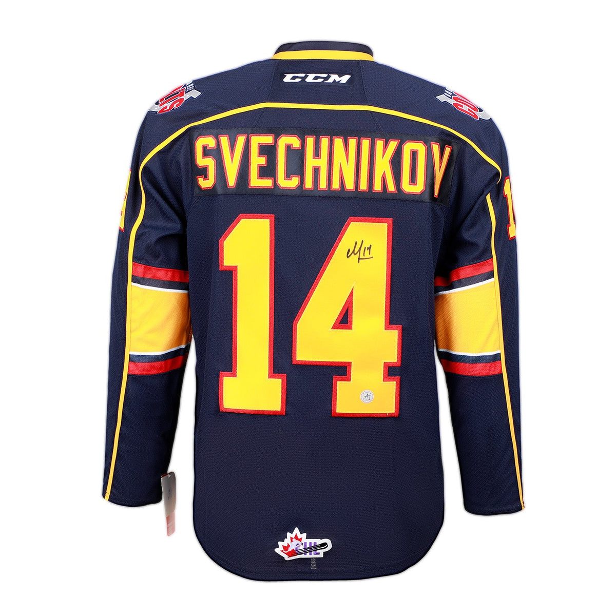 Andrei Svechnikov Signed Barrie Colts Blue CCM CHL Jersey product image 1, provided for visual reference and product detail