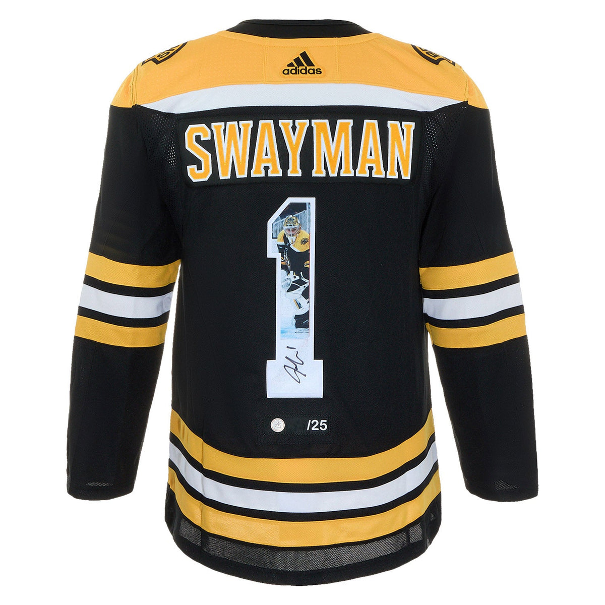 Jeremy Swayman Signed Boston Bruins Goalie Art Jersey #/25 product image 1, provided for visual reference and product detail