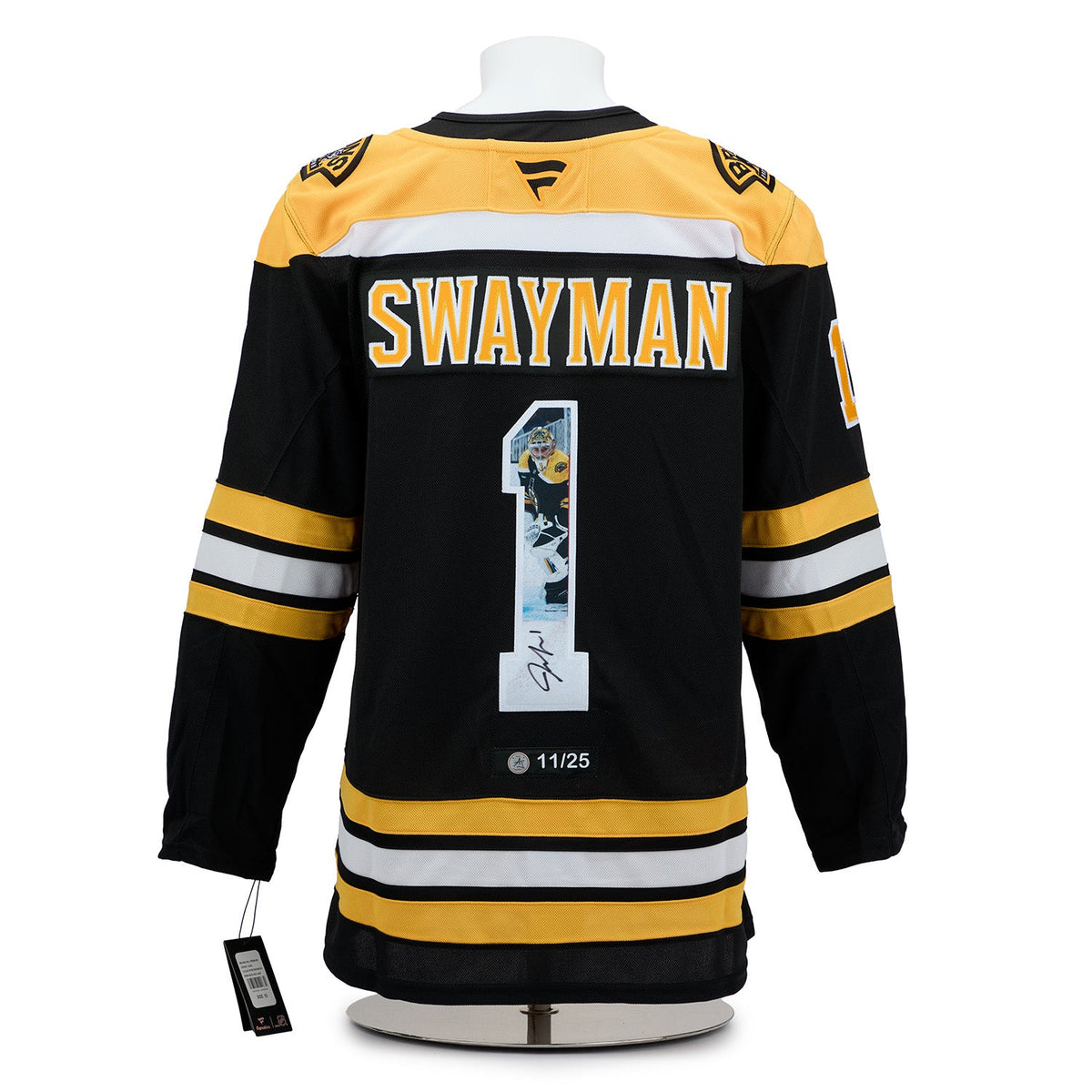 Jeremy Swayman Signed Boston Bruins Goalie Art Jersey #11/25 product image 1, provided for visual reference and product