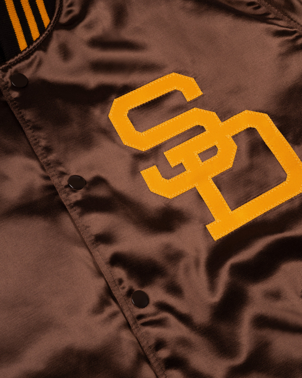 San Diego Padres 1969 Authentic All Satin Varsity Jacket product image 3, provided for visual reference and product detail