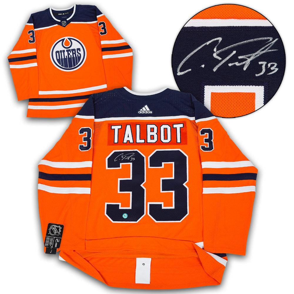 Cam Talbot Edmonton Oilers Autographed Orange adidas Jersey product image 1, provided for visual reference and product