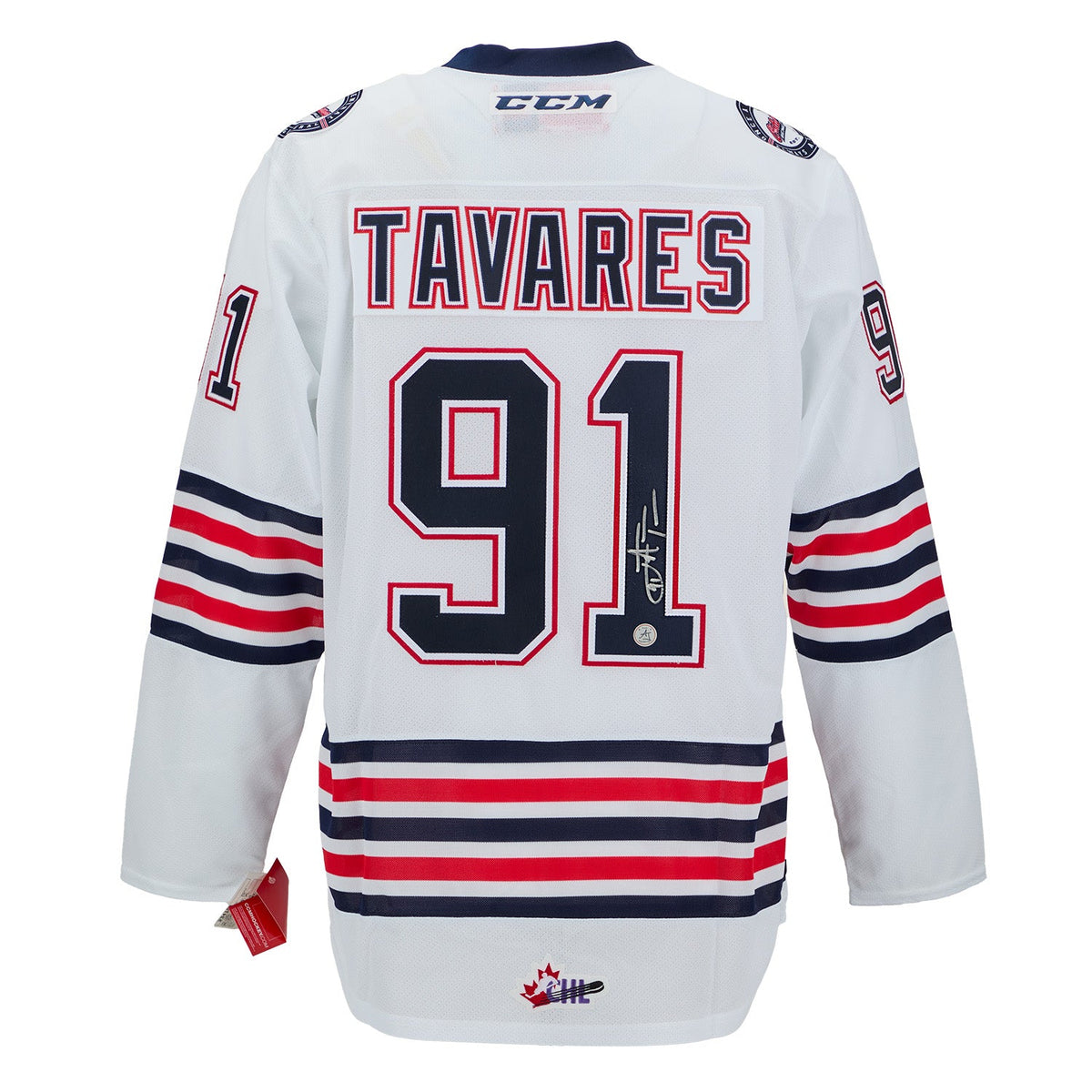 John Tavares Oshawa Generals Signed White CHL Hockey Jersey product image 1, provided for visual reference and product