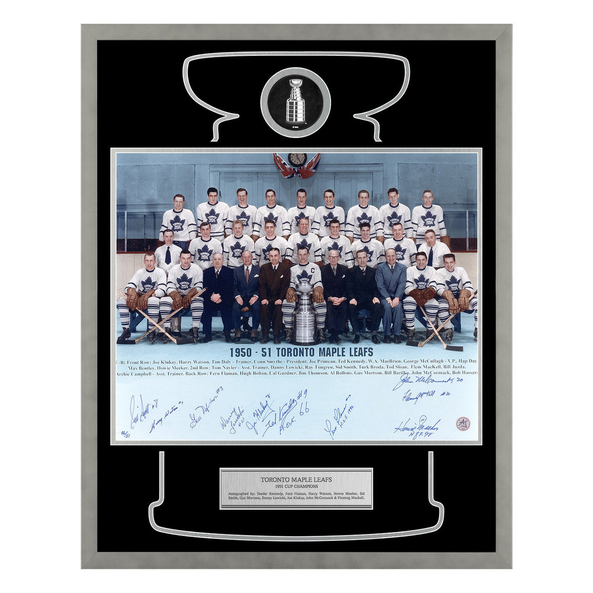 Toronto Maple Leafs 10 Player Team Signed 1951 Cup Champions 24x30 Frame #/51 product image 1, provided for visual reference