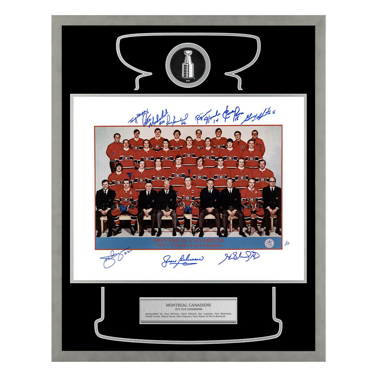 Montreal Canadiens 9 Player Team Signed 1971 Cup Champions 24x30 Frame #/17 product image 1, provided for visual reference