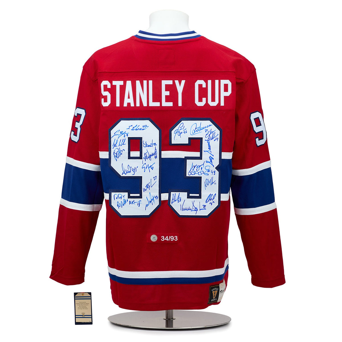 Montreal Canadiens 23 Player Team Signed 1993 Stanley Cup Jersey #34/93 product image 1, provided for visual reference and