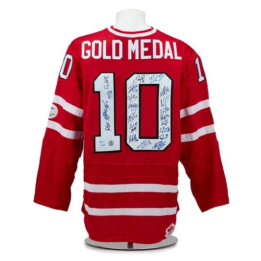 2010 Team Canada 22 Player Team Signed Olympic Gold Medal Jersey #10/10 product image 1, provided for visual reference and