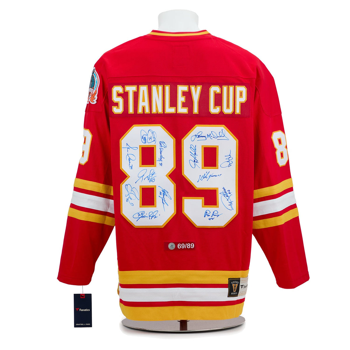 Calgary Flames 13 Player Team Signed 1989 Stanley Cup Throwback Jersey #69/89 product image 1, provided for visual reference