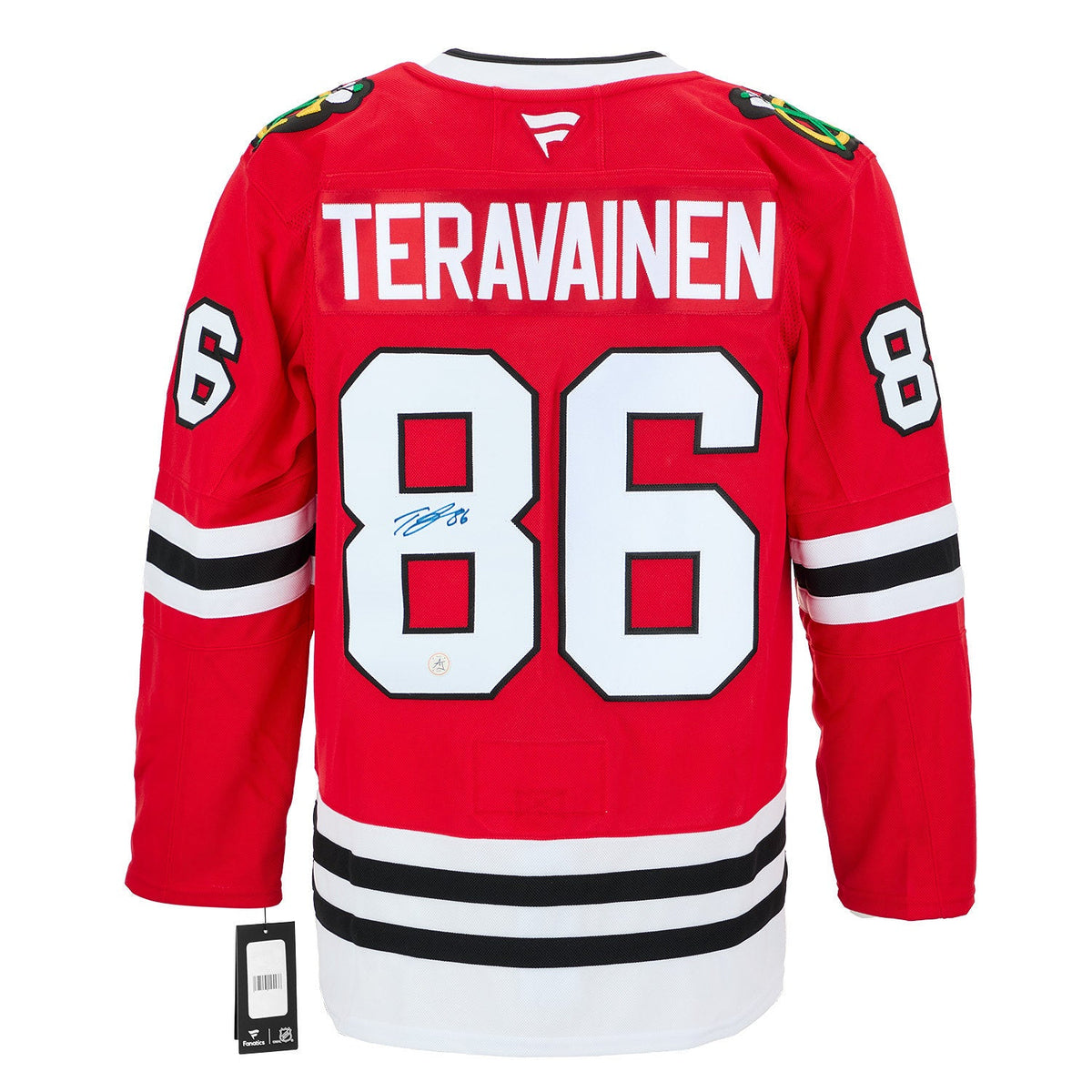 Teuvo Teravainen Autographed Chicago Blackhawks Fanatics Premium Jersey product image 1, provided for visual reference and