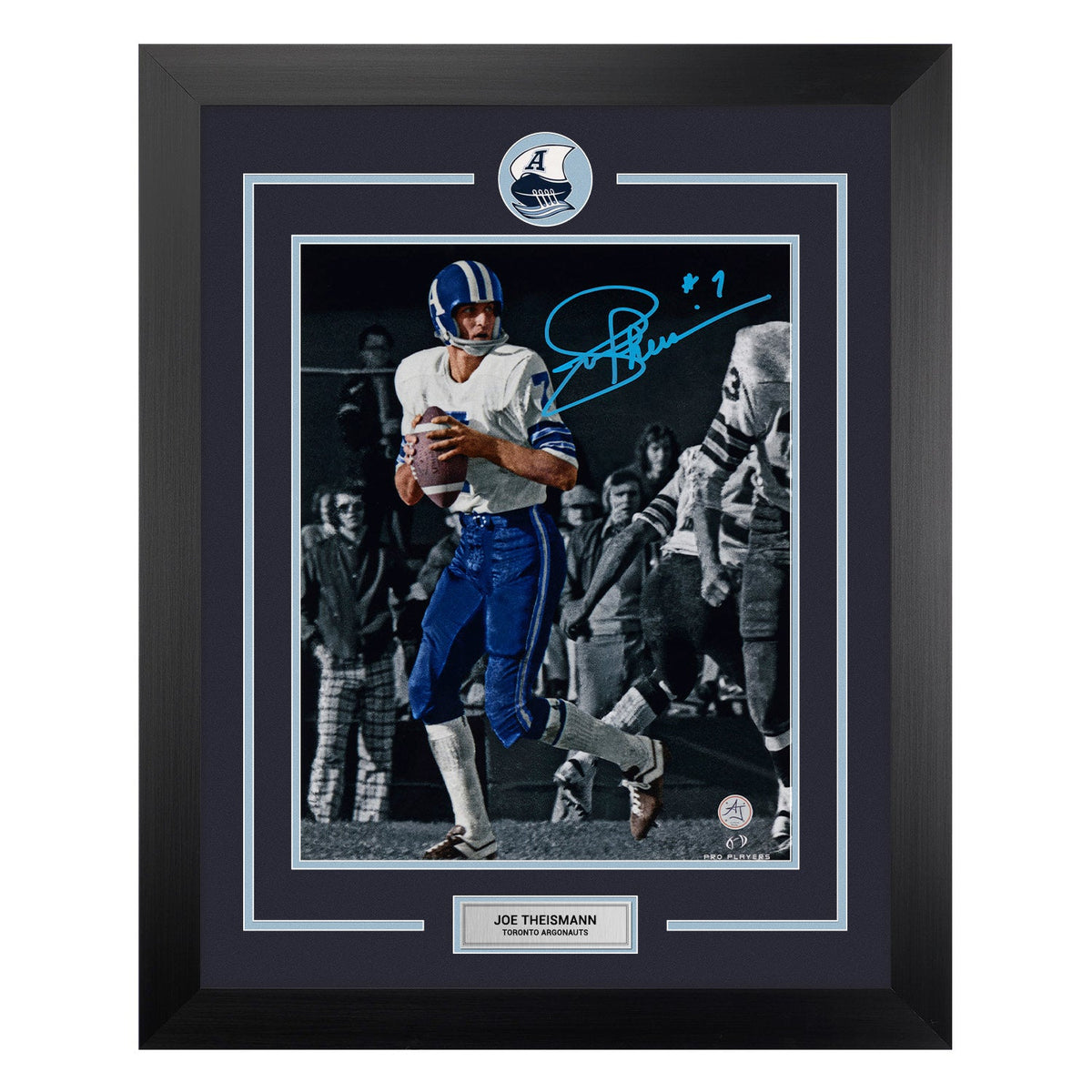 Joe Theismann Signed Toronto Argonauts Football Logo 26x32 Frame product image 1, provided for visual reference and product