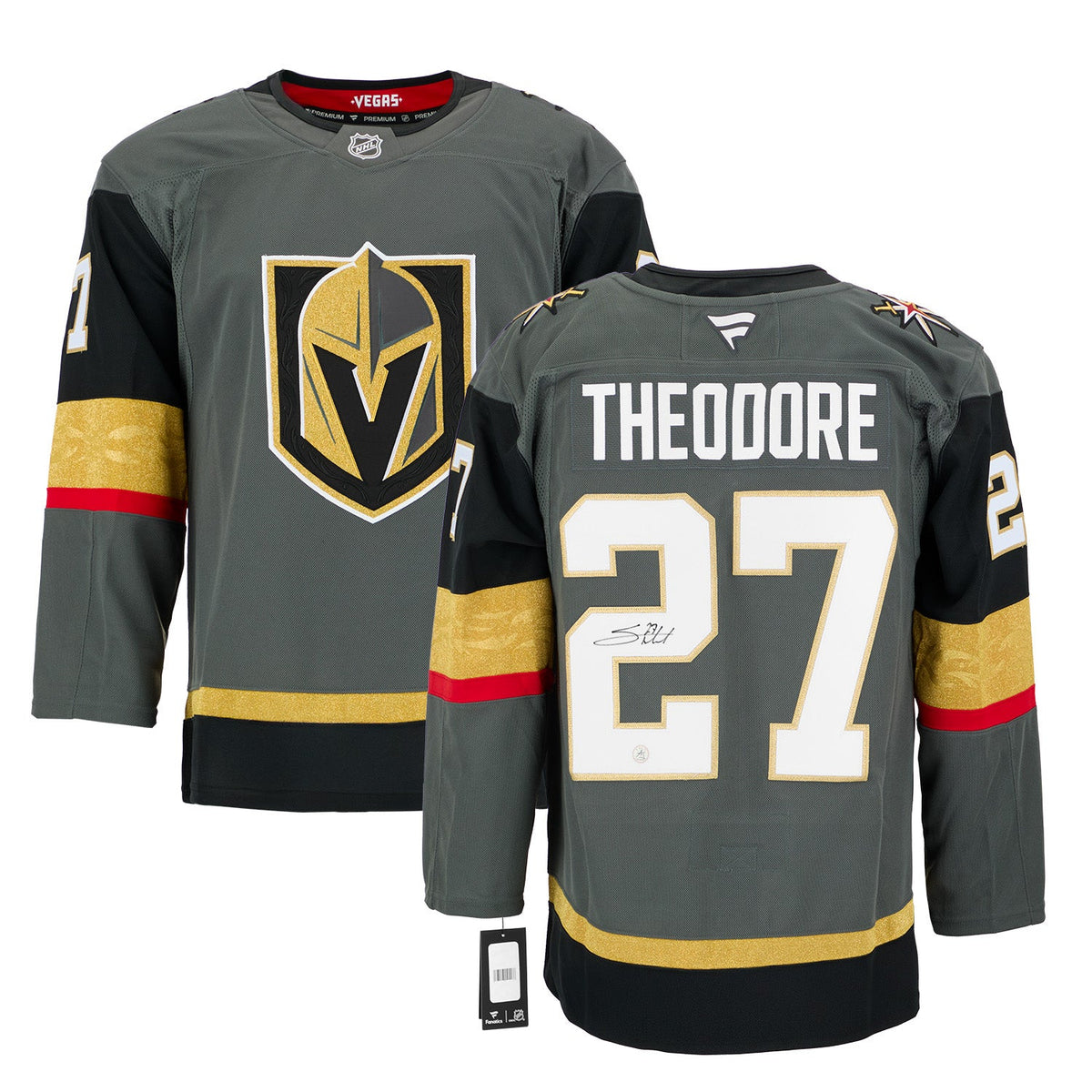 Shea Theodore Autographed Vegas Golden Knights Alt Grey Fanatics Premium Jersey product image 3, provided for visual