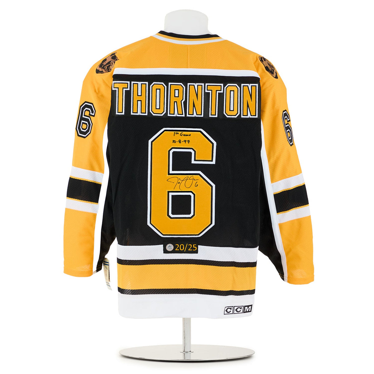 Joe Thornton Boston Bruins Signed & Dated 1st Game Vintage CCM Jersey #20/25 product image 1, provided for visual reference