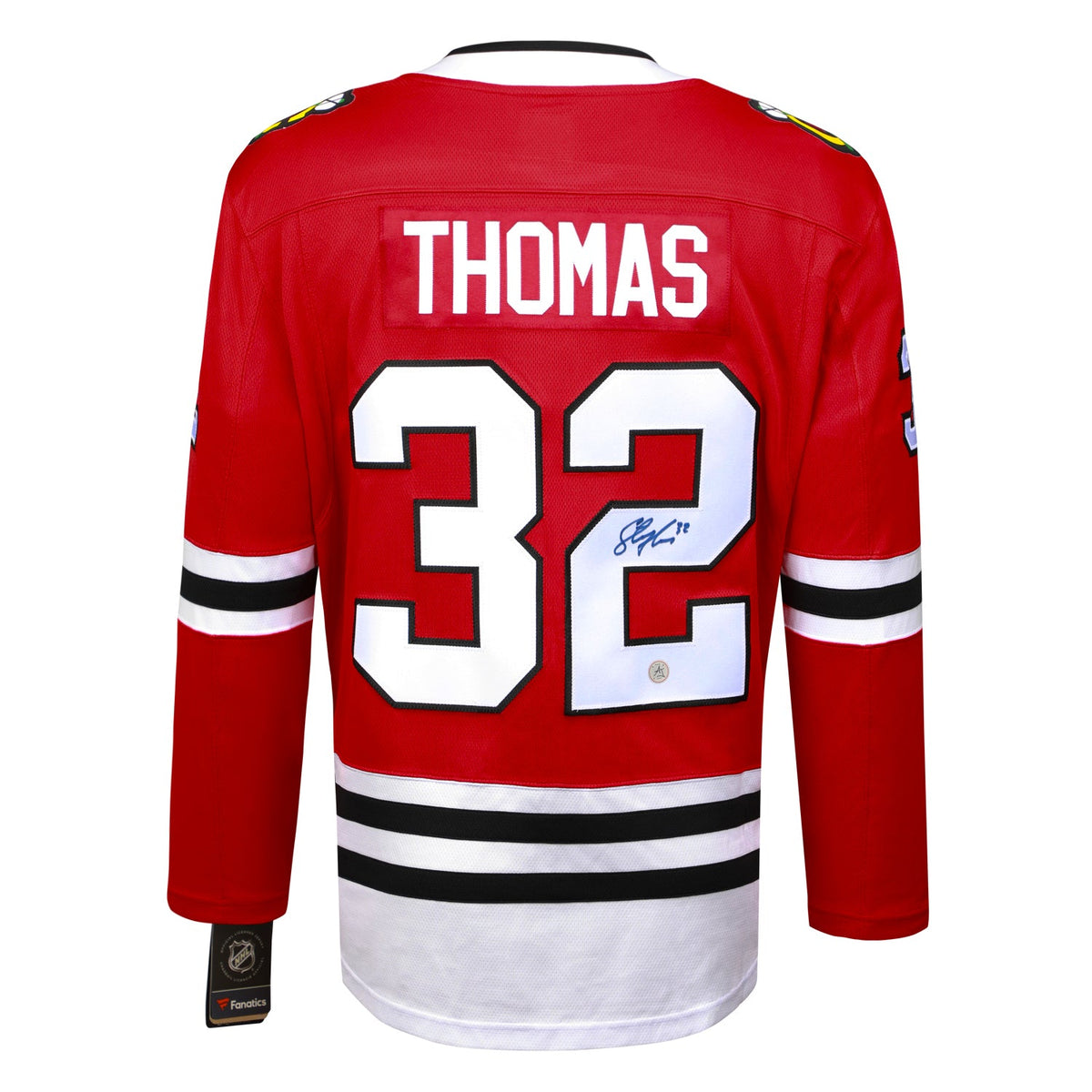 Steve Thomas Autographed Chicago Blackhawks Red Fanatics Breakaway Jersey product image 1, provided for visual reference and