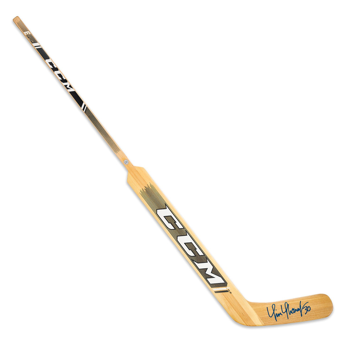 Tim Thomas Autographed CCM Natural Wood Goalie Stick product image 1, provided for visual reference and product detail review
