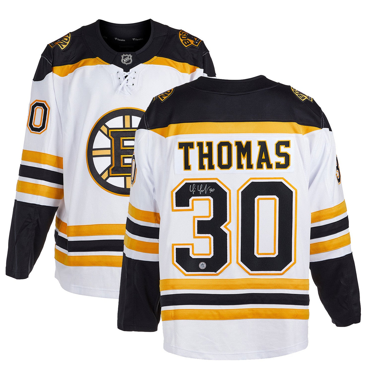 Tim Thomas Signed Boston Bruins White Fanatics Breakaway Jersey product image 3, provided for visual reference and product