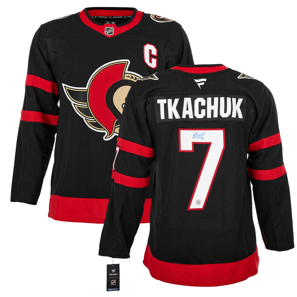Brady Tkachuk Autographed Ottawa Senators Fanatics Premium Jersey product image 3, provided for visual reference and product