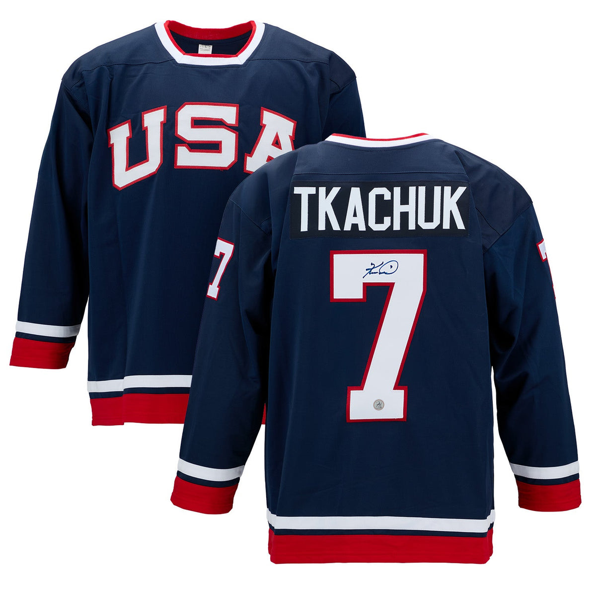 Keith Tkachuk Autographed Team USA Custom Hockey Nation Jersey product image 3, provided for visual reference and product