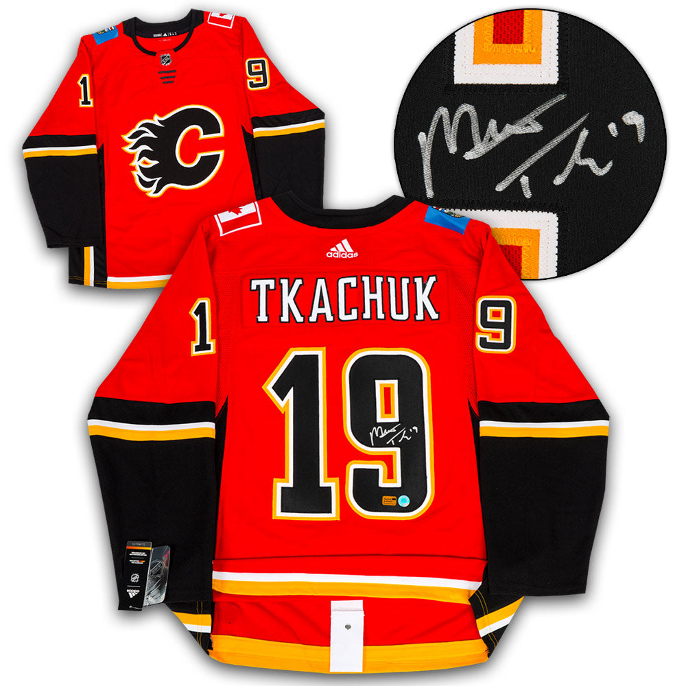 Matthew Tkachuk Signed Calgary Flames Black Logo adidas Jersey product image 1, provided for visual reference and product