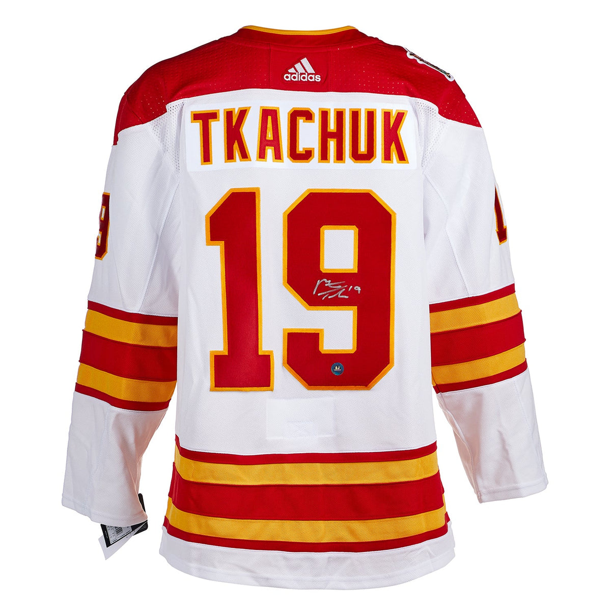 Matthew Tkachuk Calgary Flames Signed 2019 Heritage Classic adidas Jersey product image 1, provided for visual reference and