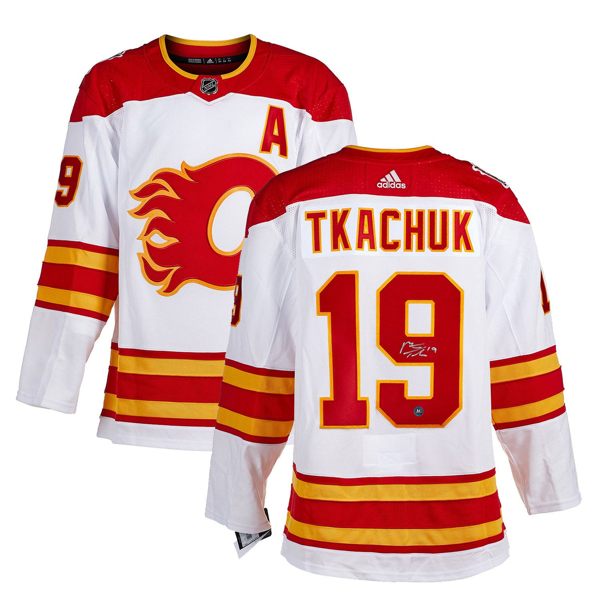 Matthew Tkachuk Calgary Flames Signed 2019 Heritage Classic adidas Jersey product image 3, provided for visual reference and