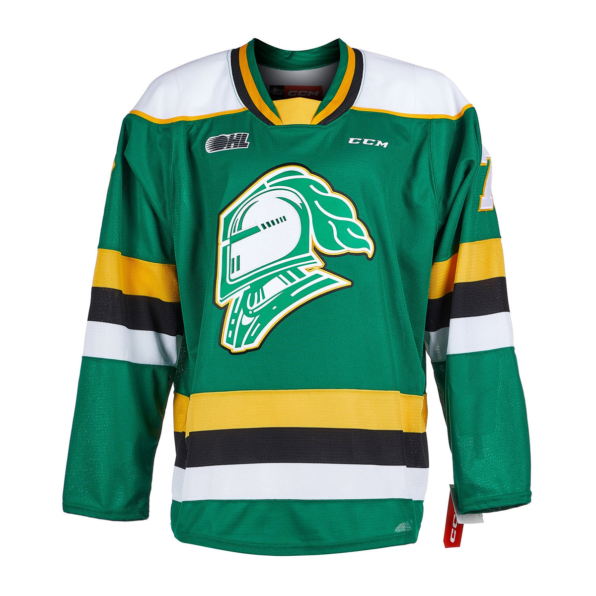 Matthew Tkachuk Signed London Knights Green CCM Jersey product image 2, provided for visual reference and product detail