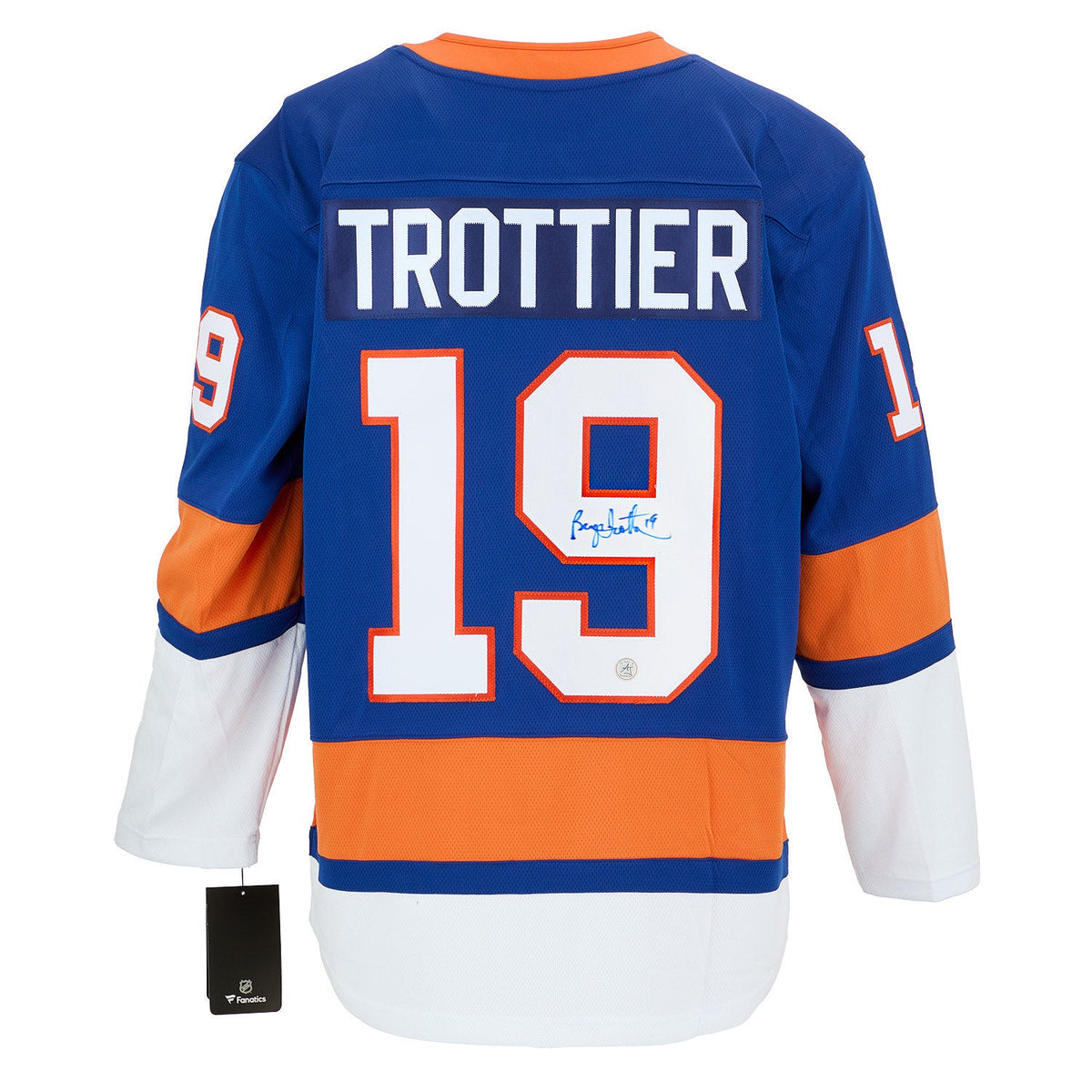 Bryan Trottier Autographed New York Islanders Fanatics Breakaway Jersey product image 1, provided for visual reference and