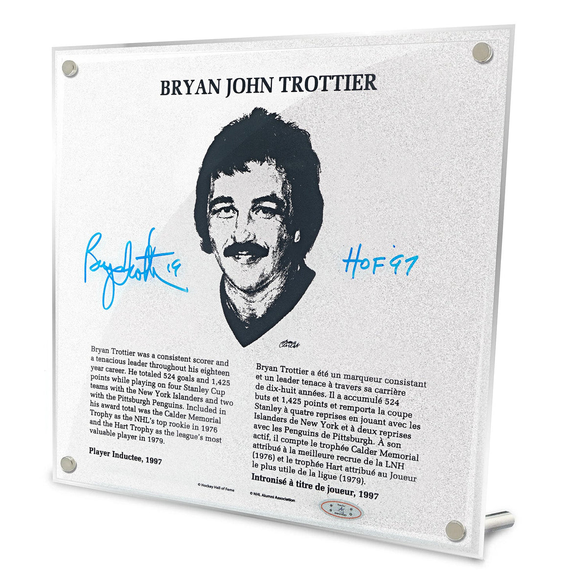 Bryan Trottier Signed Replica Hockey Hall of Fame Plaque product image 1, provided for visual reference and product detail