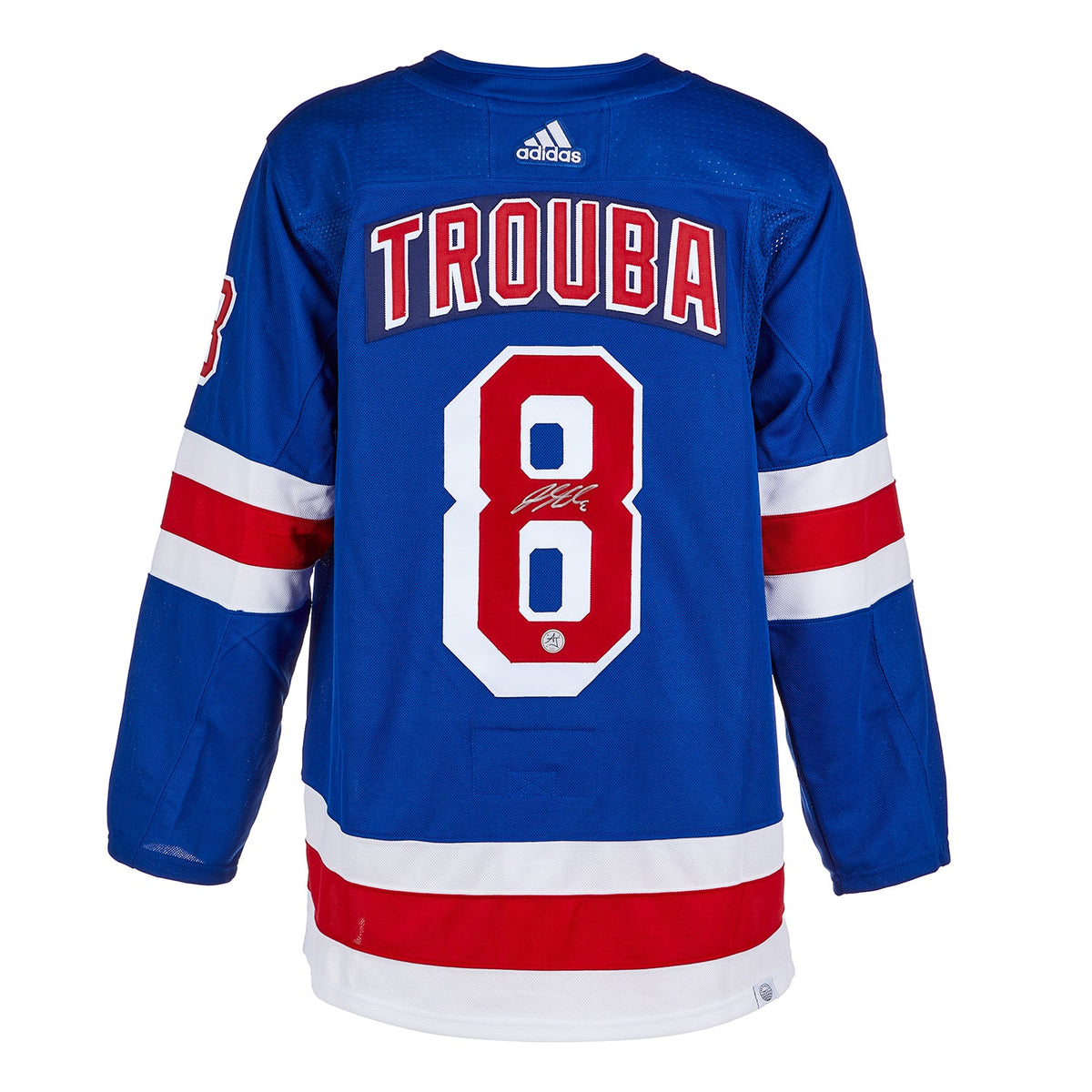 Jacob Trouba Autographed New York Rangers adidas Jersey product image 1, provided for visual reference and product detail