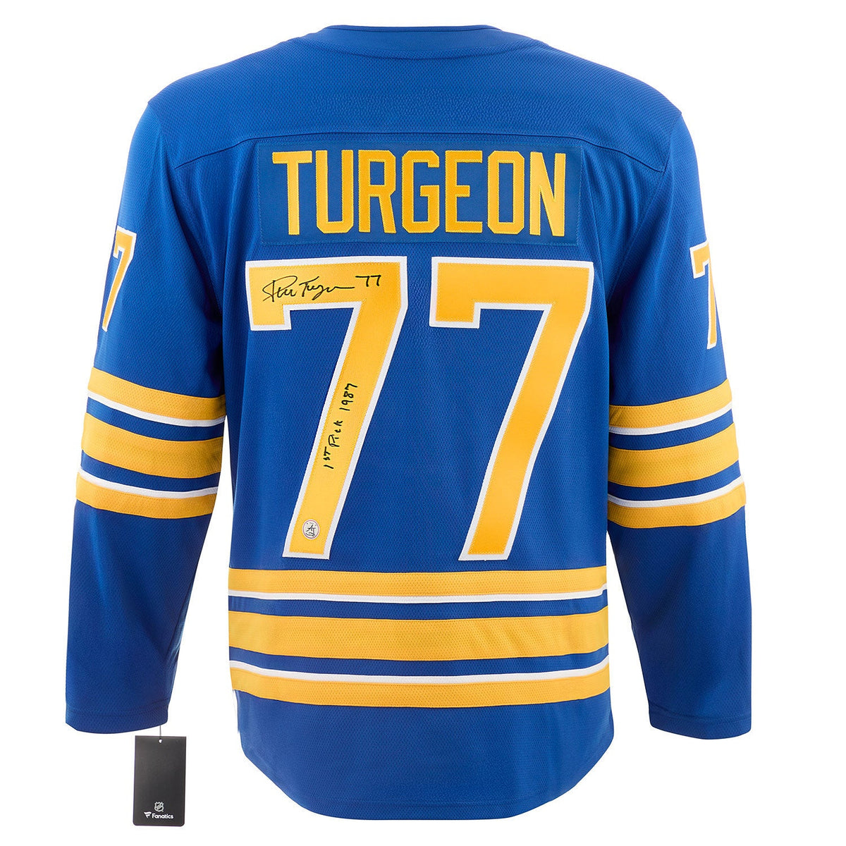 Pierre Turgeon Signed Buffalo Sabres Fanatics Breakaway Jersey with 1st Pick product image 1, provided for visual reference