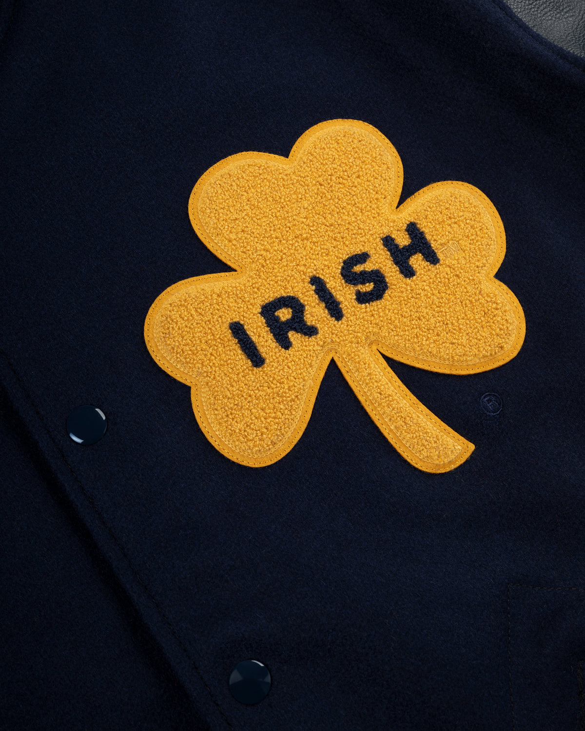 University of Notre Dame Authentic Wool & Leather Varsity Jacket product image 4, provided for visual reference and product