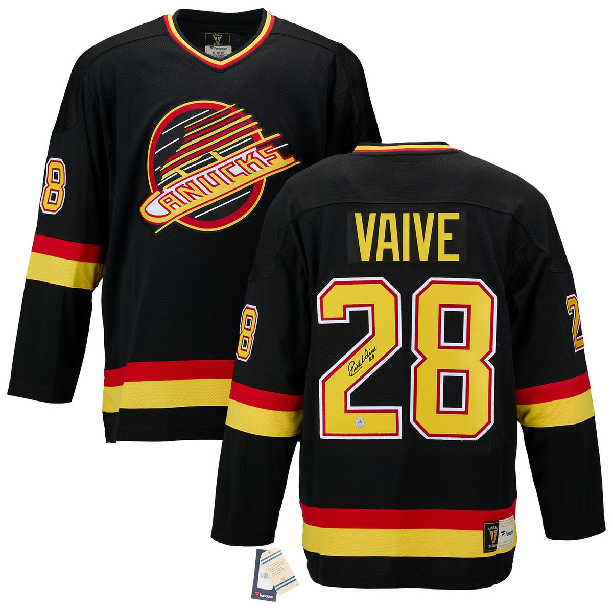 Rick Vaive Signed Vancouver Canucks Black Fanatics Throwback Jersey product image 3, provided for visual reference and