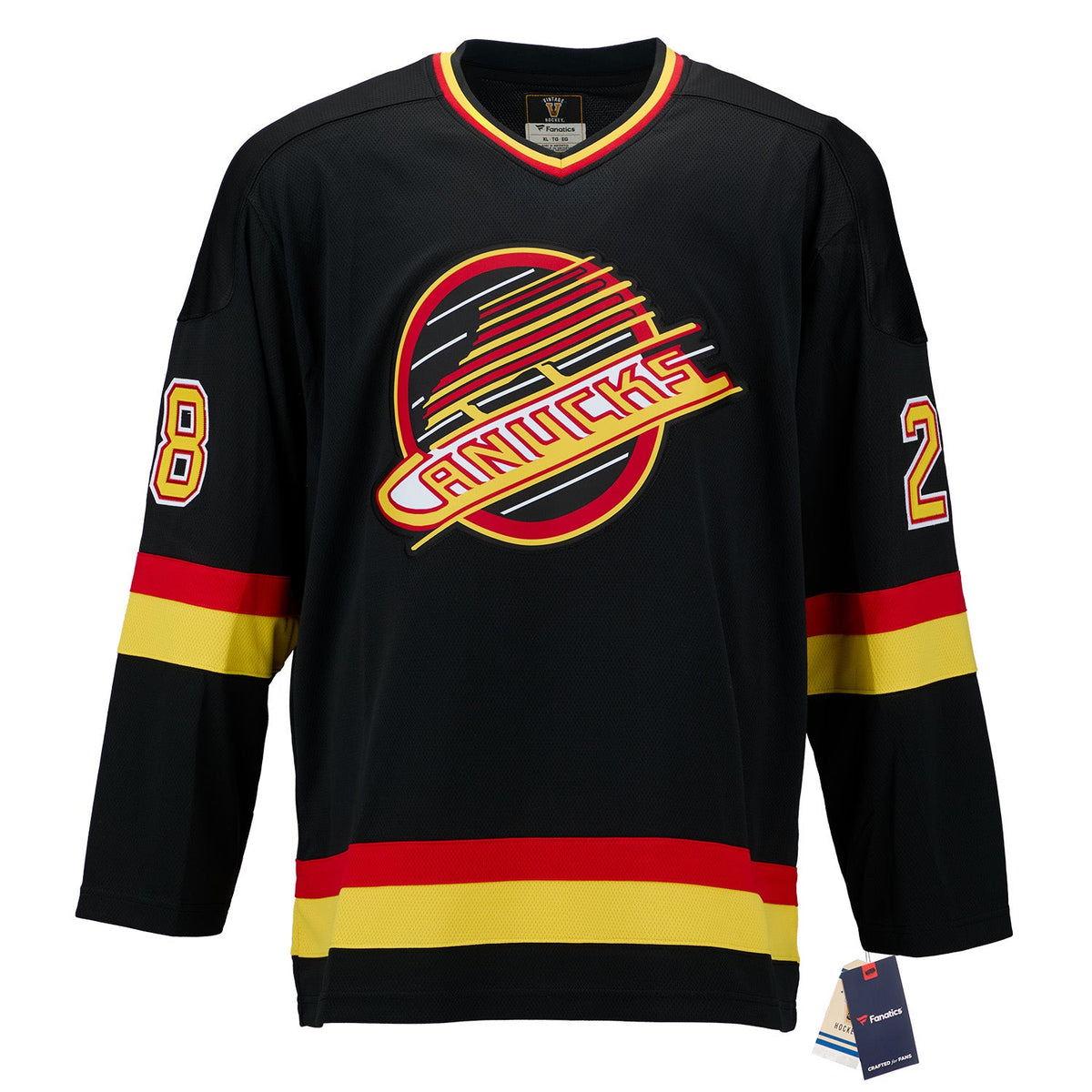 Rick Vaive Signed Vancouver Canucks Black Fanatics Throwback Jersey product image 2, provided for visual reference and