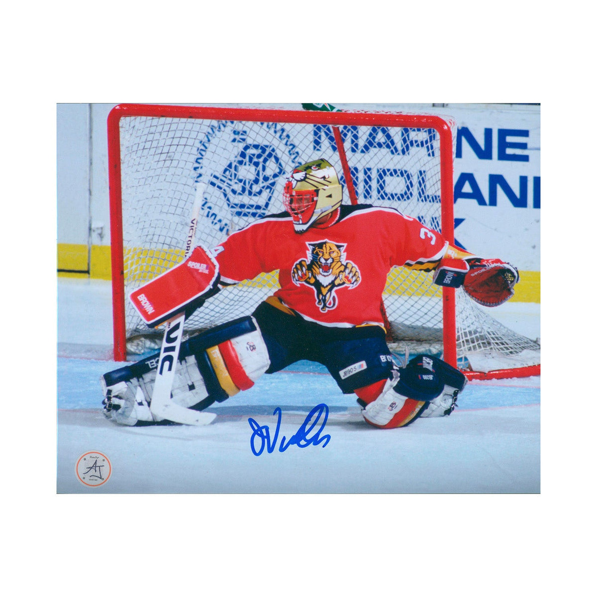 John Vanbiesbrouck Signed Florida Panthers Kick Save 8x10 Photo product image 1, provided for visual reference and product