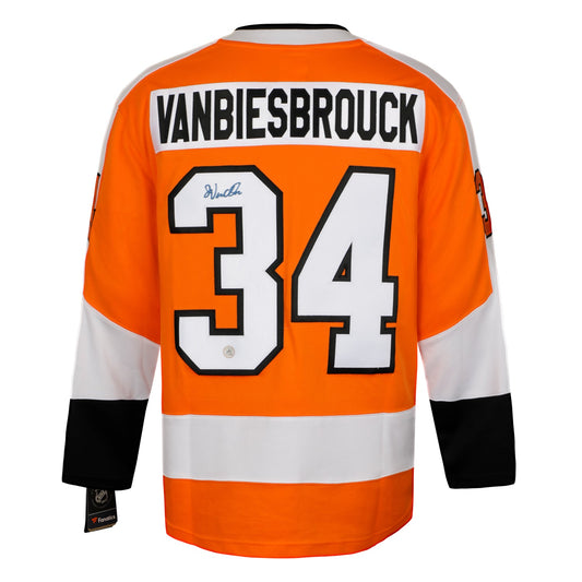 John Vanbiesbrouck Signed Philadelphia Flyers Orange Fanatics Breakaway Jersey product image 1, provided for visual