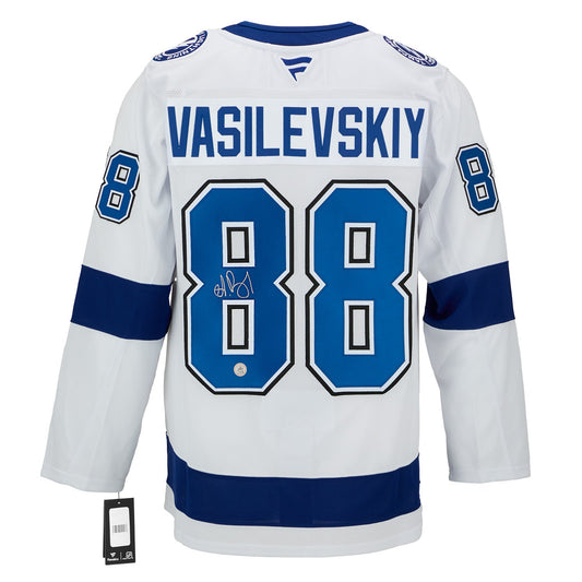 Andrei Vasilevskiy Signed Tampa Bay Lightning White Fanatics Premium Jersey product image 1, provided for visual reference