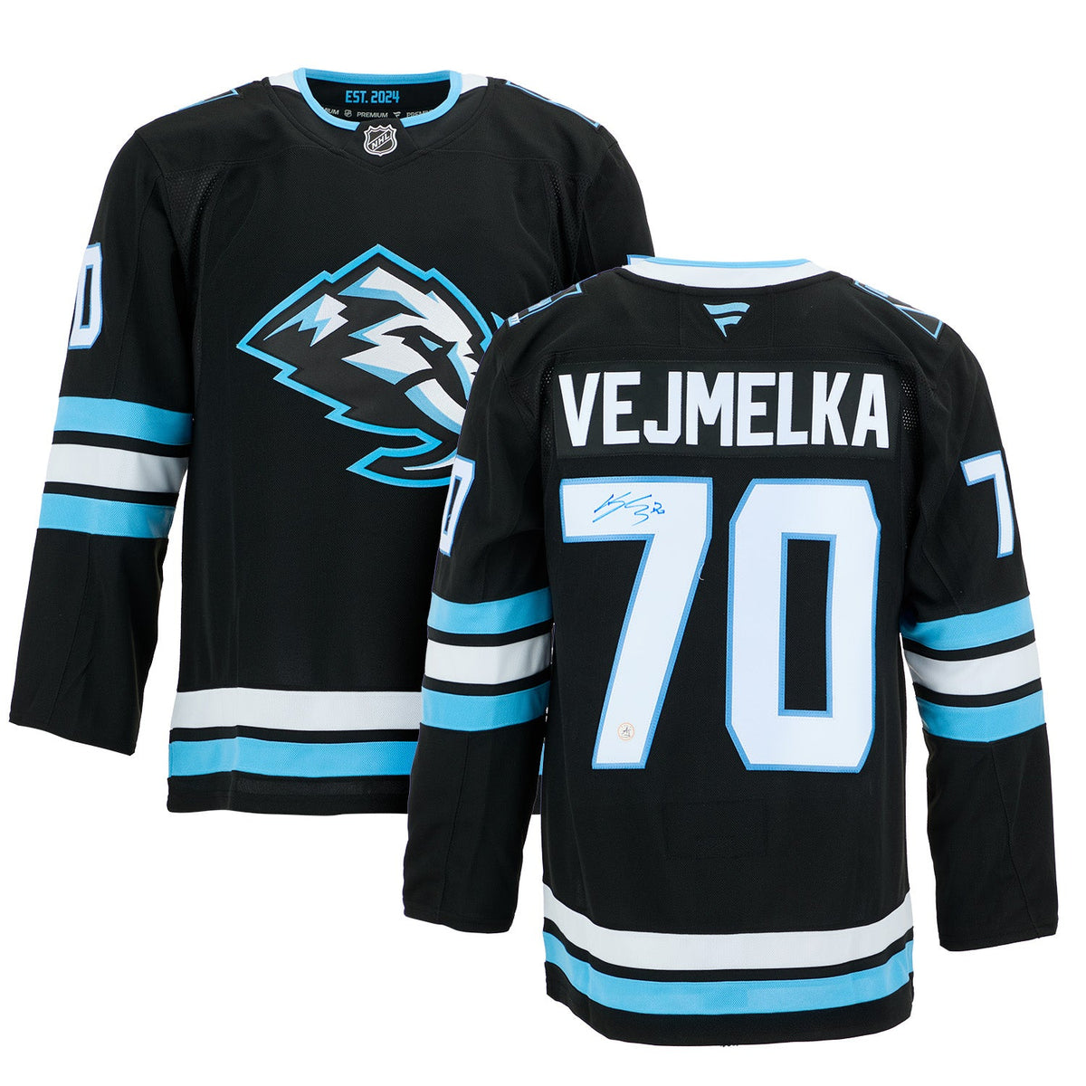 Karel Vejmelka Autographed Utah Mammoth Fanatics Premium Jersey product image 3, provided for visual reference and product
