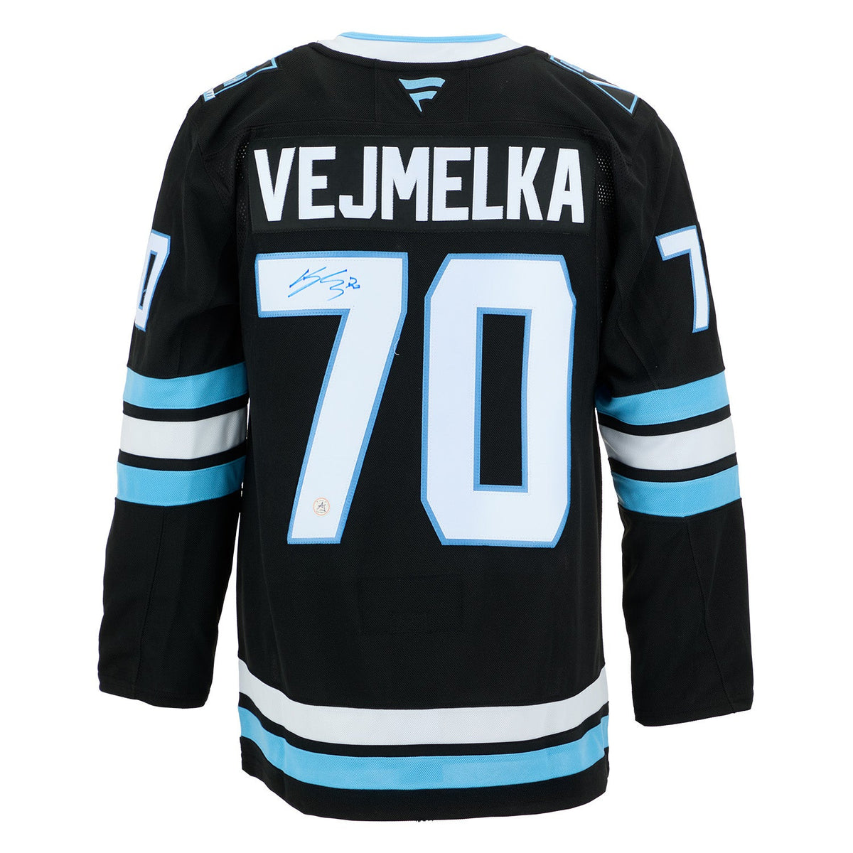 Karel Vejmelka Autographed Utah Mammoth Fanatics Premium Jersey product image 1, provided for visual reference and product