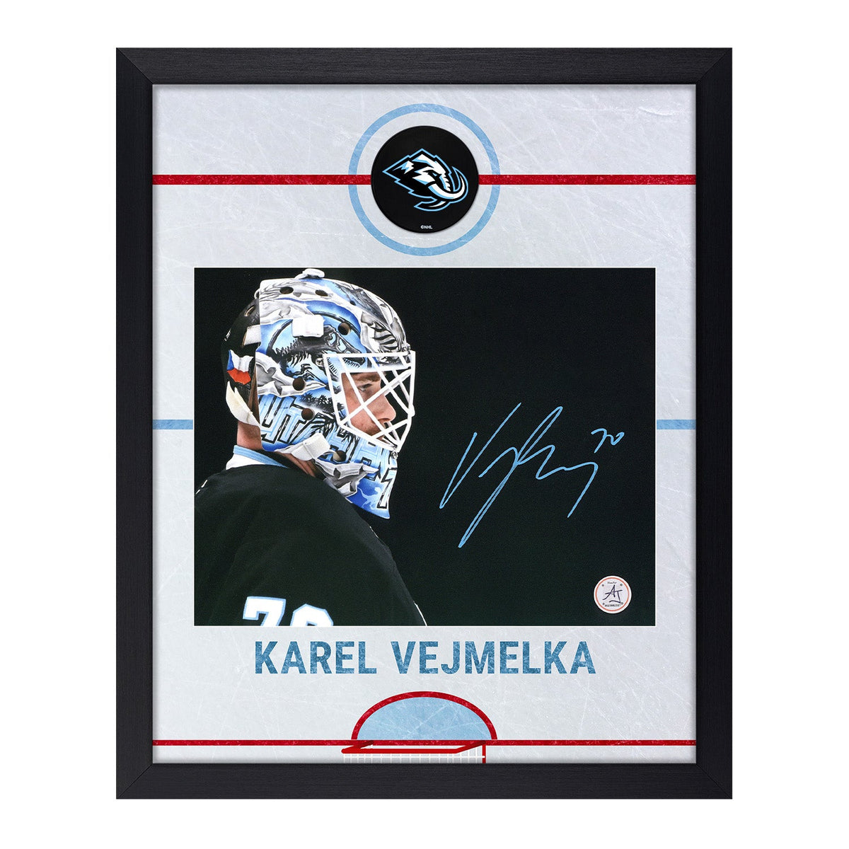 Karel Vejmelka Autographed Utah Mammoth Graphic Rink 18x22 Frame product image 1, provided for visual reference and product