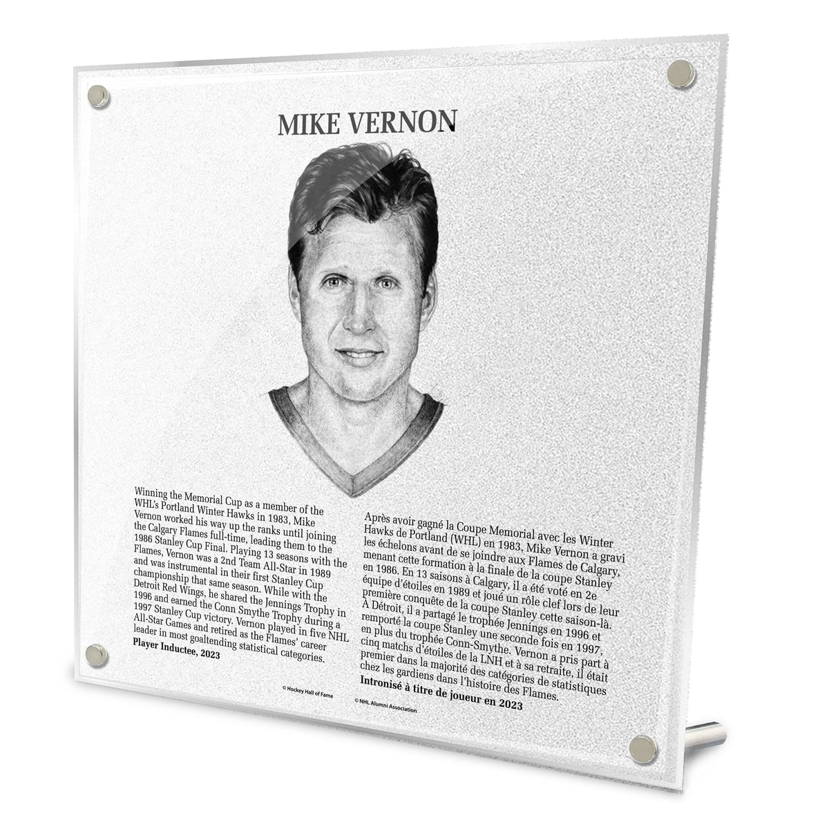 Mike Vernon Replica Hockey Hall of Fame Plaque product image 1, provided for visual reference and product detail review
