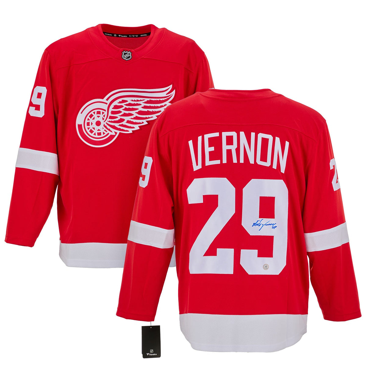 Mike Vernon Autographed Detroit Red Wings Fanatics Breakaway Jersey product image 3, provided for visual reference and