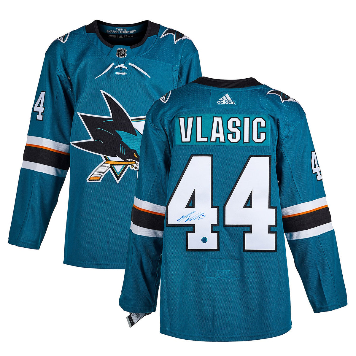 Marc-Edouard Vlasic Autographed San Jose Sharks adidas Jersey product image 3, provided for visual reference and product
