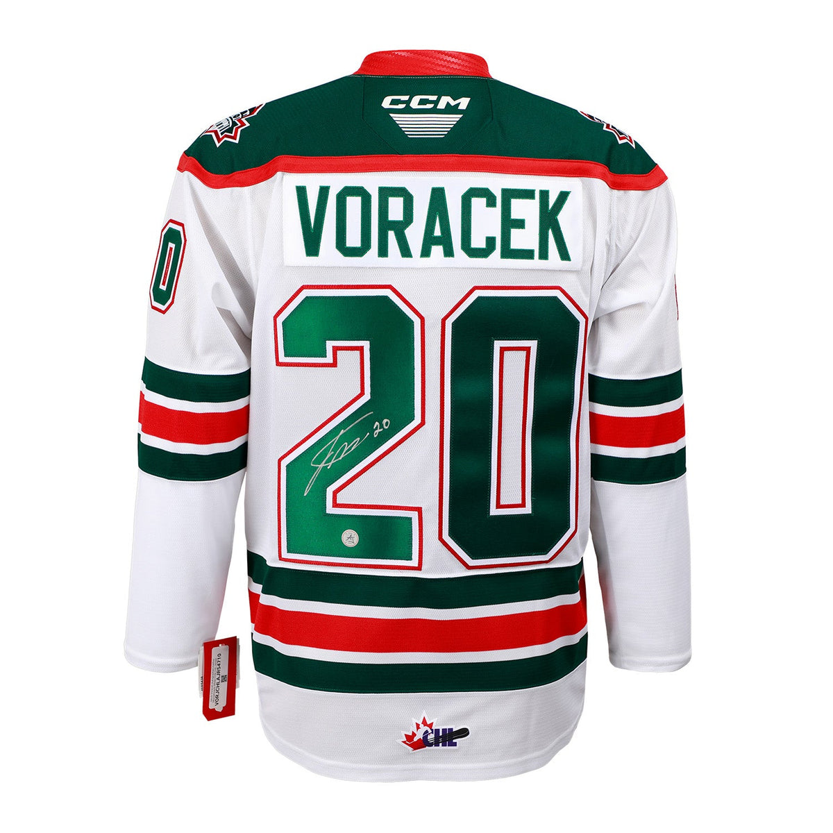 Jakub Voracek Autographed Halifax Mooseheads White CCM CHL Jersey product image 1, provided for visual reference and product