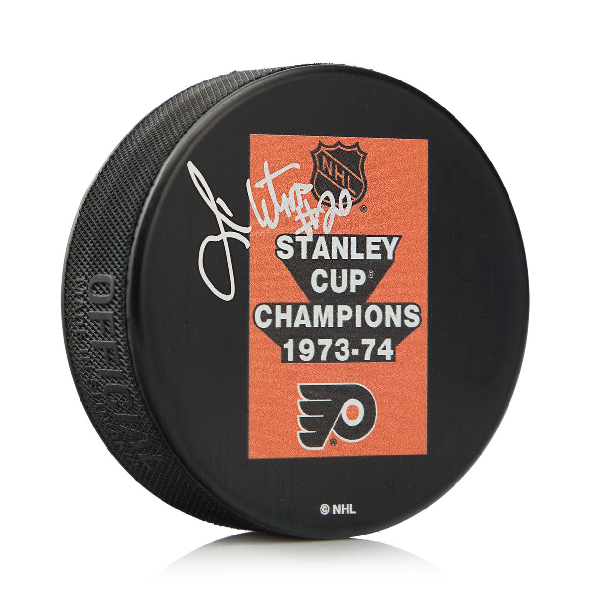 Jim Watson Autographed Philadelphia Flyers 1974 Stanley Cup Puck product image 1, provided for visual reference and product
