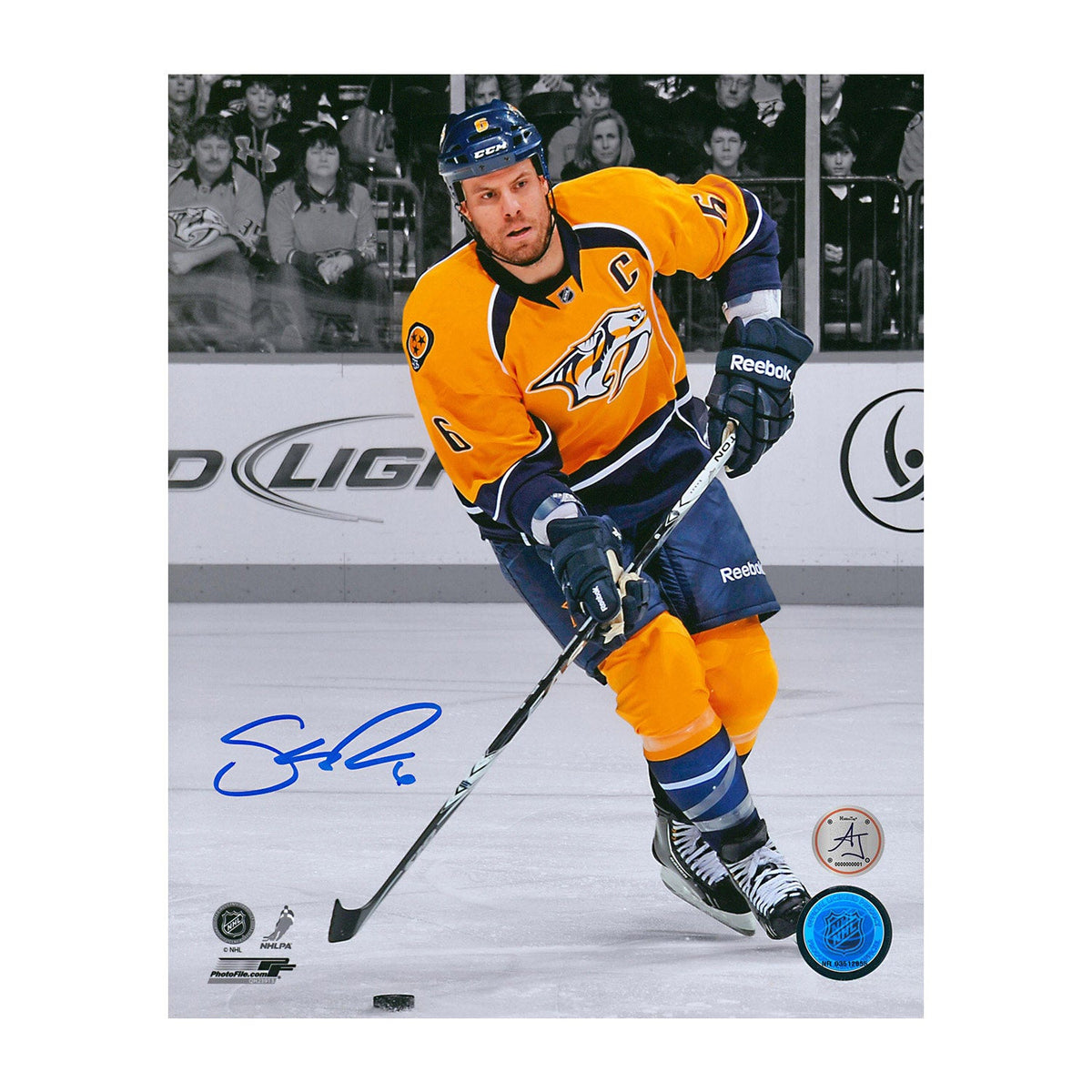 Shea Weber Signed Nashville Predators colour Isolation 8x10 Photo product image 1, provided for visual reference and product