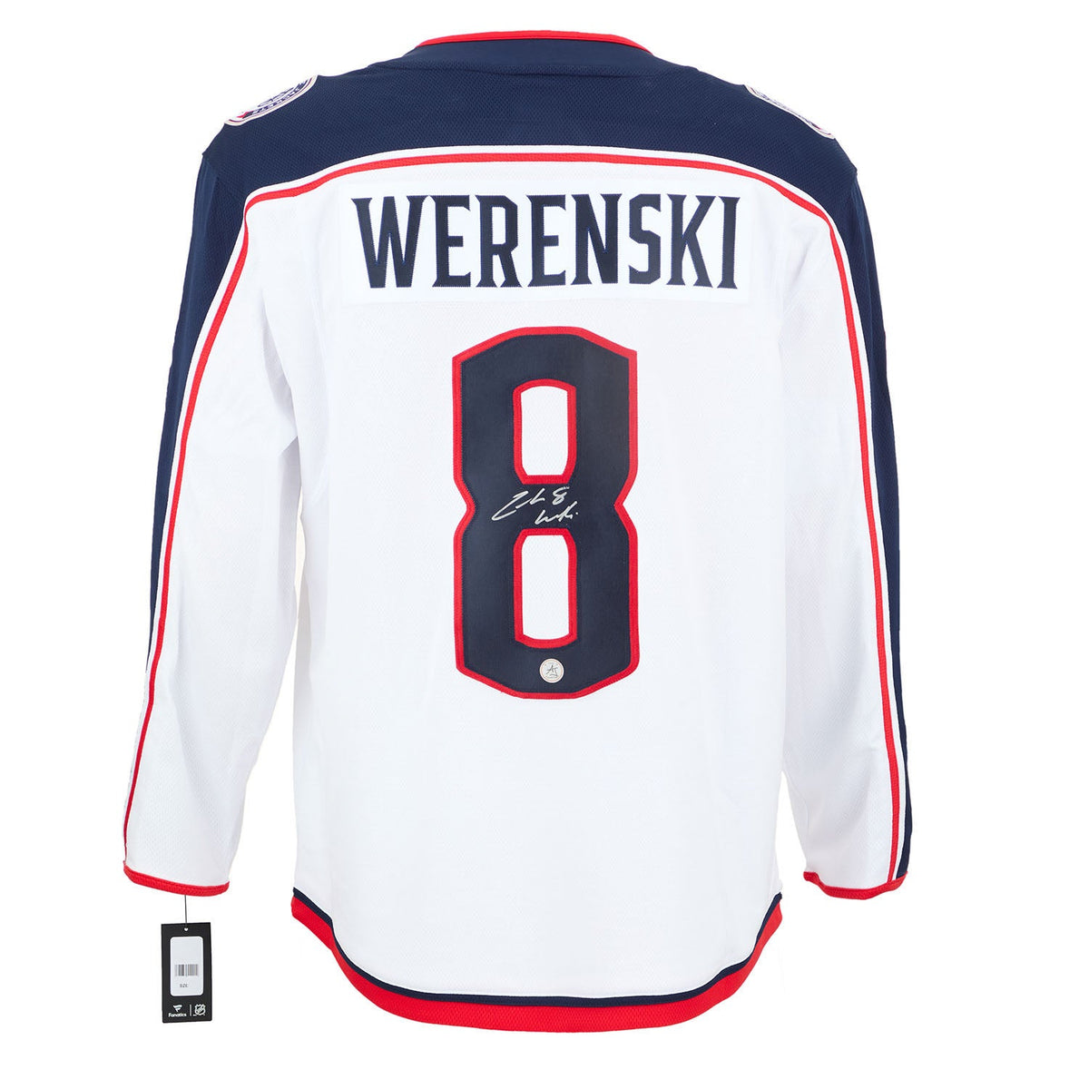 Zach Werenski Signed Columbus Blue Jackets White Fanatics Breakaway Jersey product image 1, provided for visual reference