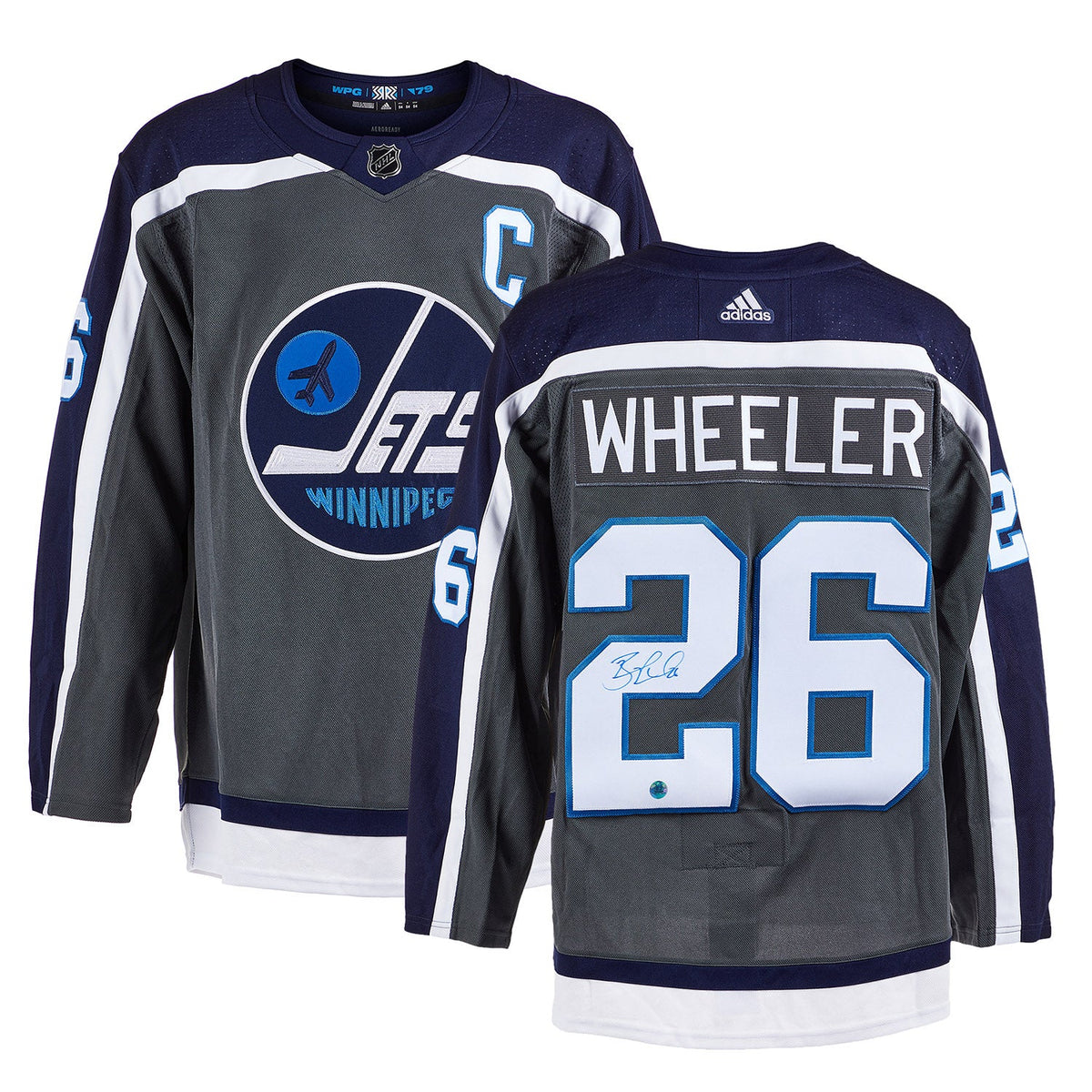 Blake Wheeler Winnipeg Jets Signed Reverse Retro adidas Jersey product image 3, provided for visual reference and product