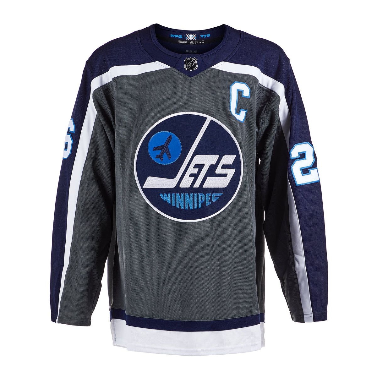 Blake Wheeler Winnipeg Jets Signed Reverse Retro adidas Jersey product image 2, provided for visual reference and product