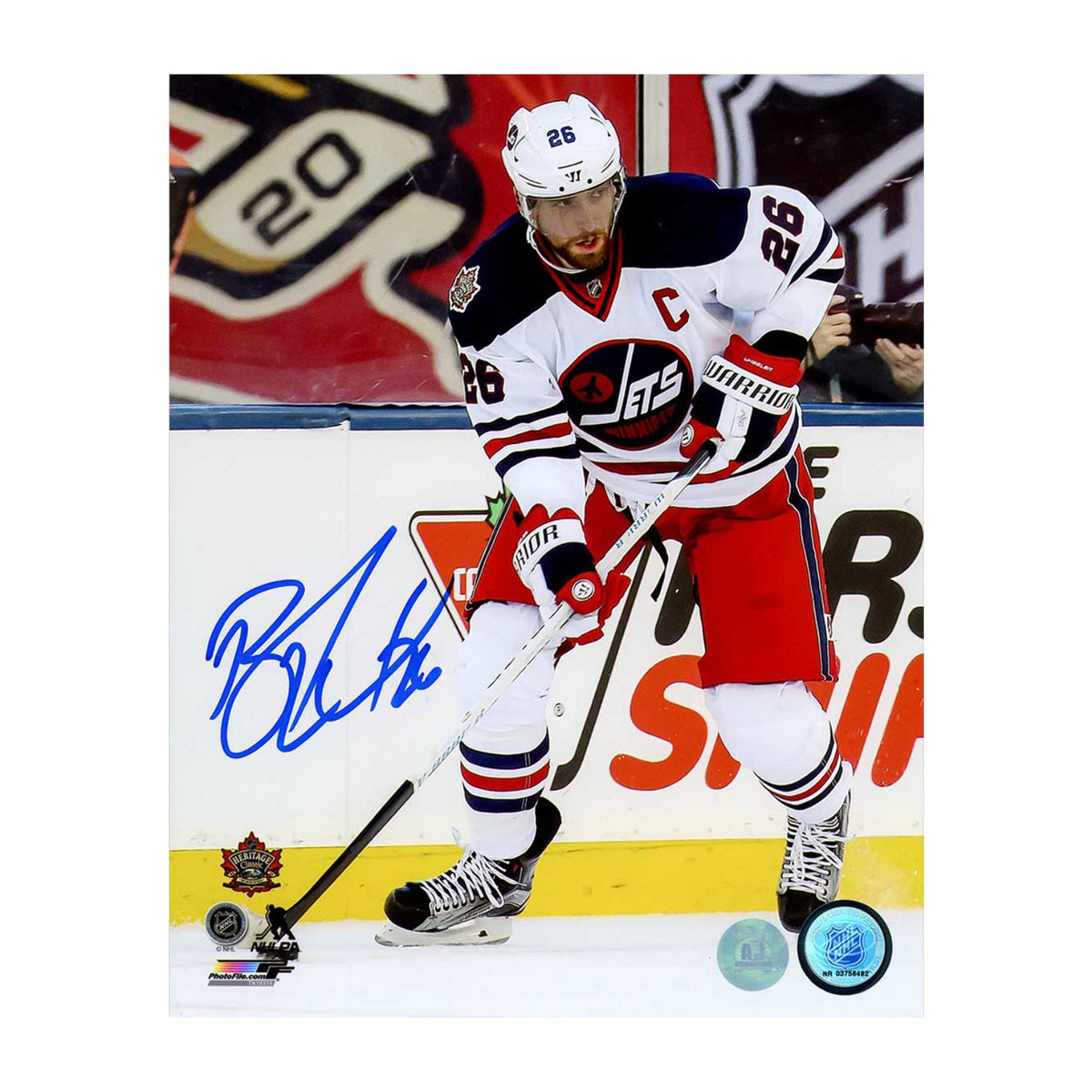 Blake Wheeler Autographed Winnipeg Jets Puck Rush 8x10 Photo product image 1, provided for visual reference and product