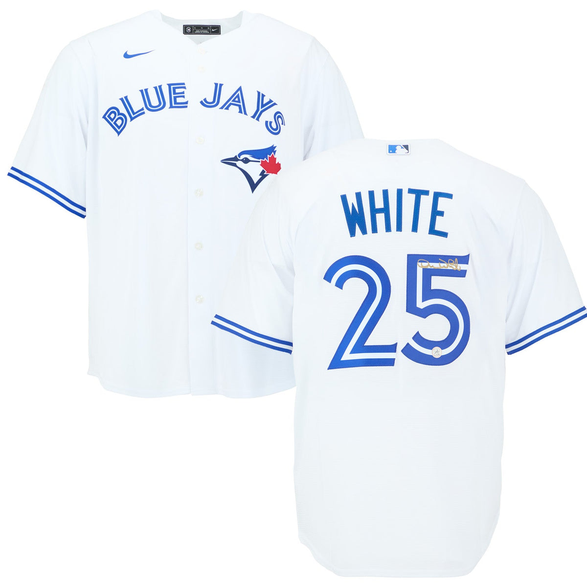Devon White Autographed Toronto Blue Jays White Nike Jersey product image 3, provided for visual reference and product